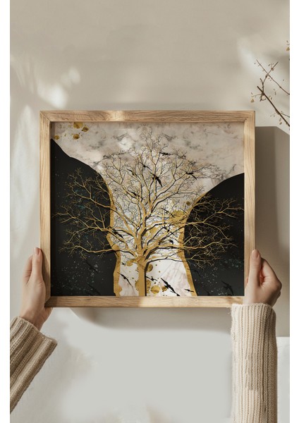 Ahşap Çerçeveli Mdf Kare Tablo Seti Salon ve Oturma Odası Için KR4004 modelleri