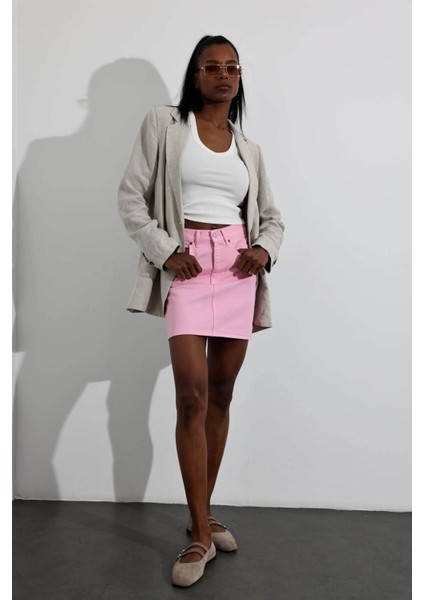 Pembe Mini Denim Etek fiyatları