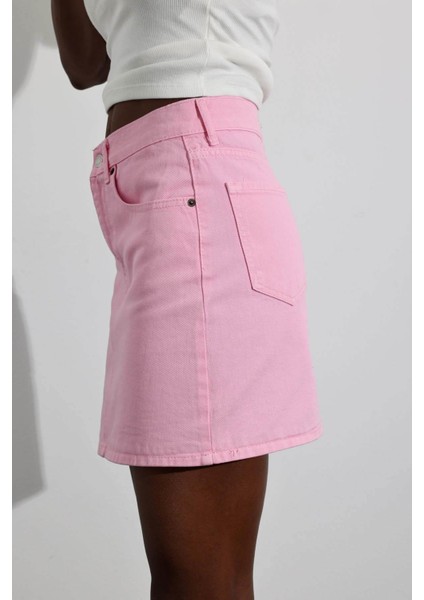 Pembe Mini Denim Etek fırsatları