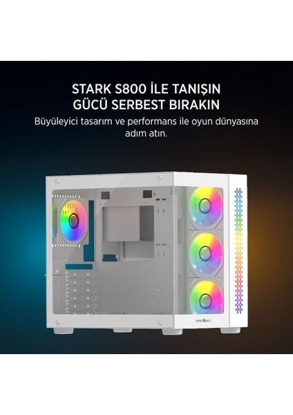 Stark S800 4xargb Temperli Cam Atx Beyaz Gaming (Oyuncu) Kasa