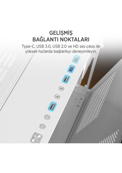 Stark S800 4xargb Temperli Cam Atx Beyaz Gaming (Oyuncu) Kasa