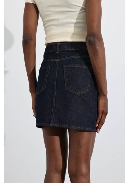 Rins Yıkamalı Mini Denim Etek 0257