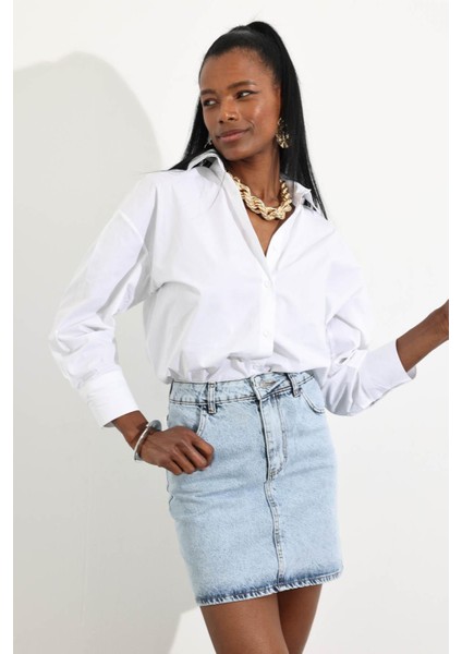 Buz Mavi Mini Denim Etek 0257 fiyatları