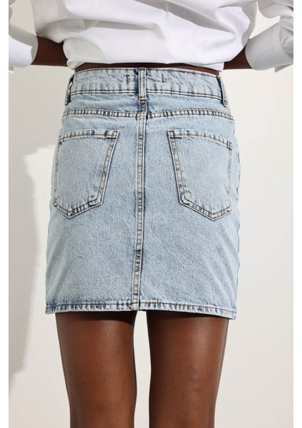 Buz Mavi Mini Denim Etek 0257 indirimleri
