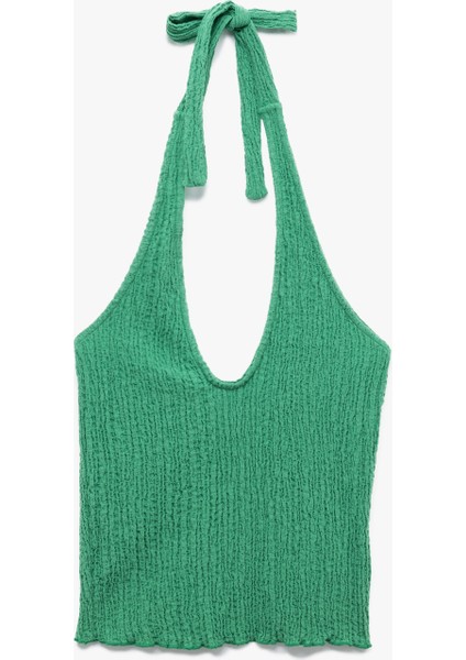 Bürümcük Kumaş Slim Fit Sırt Dekolteli Halter Yaka Üst