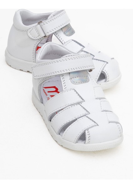 Kız Çocuk Beyaz Hakiki Deri Günlük İlk Adım Ayakkabı
