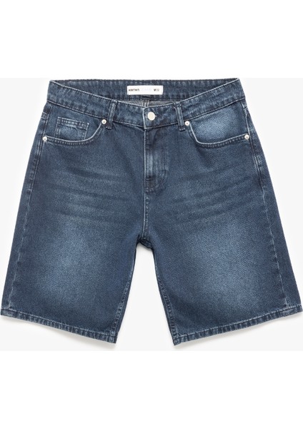 Normal Bel Pamuklu Bermuda Oversize Jean Şort