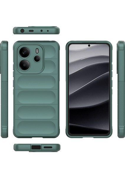 Xiaomi Redmi Note 14 4g Kılıf Esnek Tpu Oyuklu Arka Yüzey Tasarımlı Prl Etnik Silikon Kapak - Koyu Yeşil fırsatları