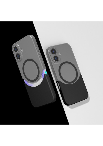iPhone 16 Kılıf M-Safe Şarj Özellikli Mıknatıslı Gkm Duble Kapak - Siyah