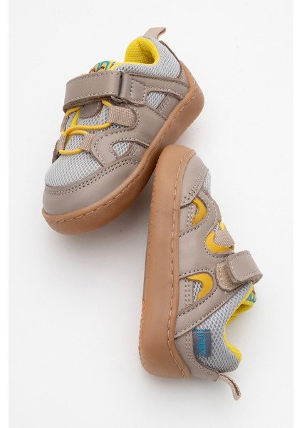 Unisex Çocuk Gri-Sarı Hakiki Deri Günlük İlk Adım Ayakkabı fırsatları