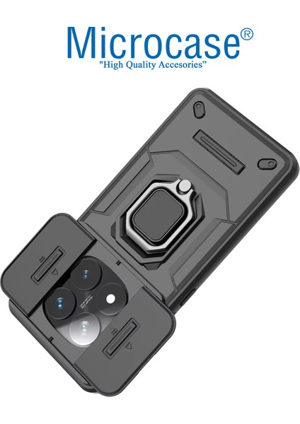 Xiaomi Redmi Note 14 Pro Plus 5g ile Uyumlu Kamera Kapaklı Manyetik Mıknatıslı Yüzük Standlı KILIF-AL5128 modelleri