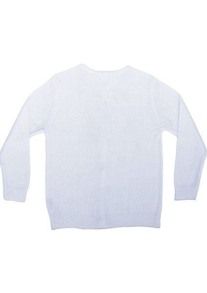 Kız Çocuk Beyaz Şeritli Örgü Desenli Inci Düğmeli Triko Hırka - 1013974 fiyatları
