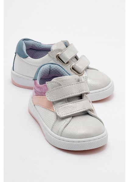 Kız Çocuk Beyaz Hakiki Deri Günlük Ilk Adım Ayakkabı