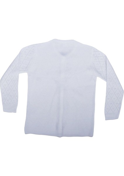 Kız Çocuk Beyaz Baklava Desenli Inci Düğmeli Triko Hırka - 1013972 fiyatları