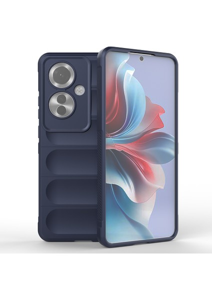 Oppo Reno 11F 5g Kılıf Esnek Tpu Oyuklu Arka Yüzey Tasarımlı Prl Etnik Silikon Kapak - Lacivert