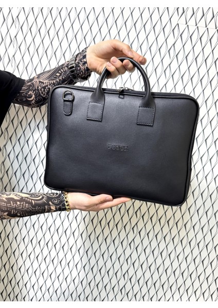 Erkek Arka Cepli, Uzun Saplı, Kulplu ve Elcikli Suni Deri Laptop & Evrak Çanta Modeli 17 Inç Laptop
