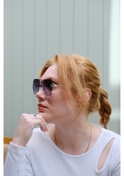 Kristal Kare Lazer Kesim Gold Detay Metal Çerçeve Kadın Güneş Gözlüğü fiyatları