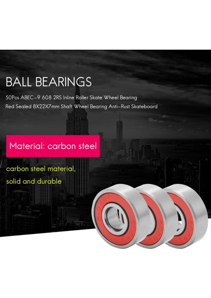 50 Adet Abec-9 608 2rs Inline Paten Tekerlek Rulman Kırmızı Mühürlü 8X22X7MM Mil Tekerlek Rulman Anti-Pas Kaykay (Yurt Dışından)