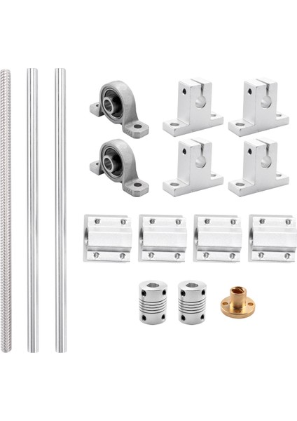 15 Adet 200MM Optik Eksen Kılavuz Rulman Muhafazaları Alüminyum Raylı Mil Kurşun Vida Çubuk Slayt Burç Şaft Kaplin Cnc Parçaları (Yurt Dışından) modelleri