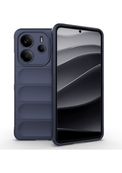 Redmi Note 14 4g Kılıf Esnek Tpu Oyuklu Arka Yüzey Tasarımlı Sah Etnik Silikon Kapak - Lacivert
