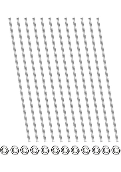 12 Adet 8/32 Inç M4 Dişli Çubuklar Altıgen Somunlu Saplamalar, 300MM Uzun M4 Paslanmaz Çelik Tam Çubuk Dişli (300MM) (Yurt Dışından)