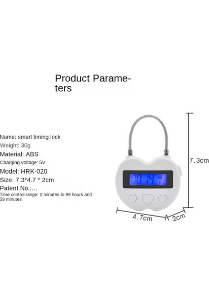 Akıllı Zaman Kilidi LCD Ekran Zaman Kilidi Çok Fonksiyonlu Zamanlayıcı, Su Geçirmez USB Şarj Edilebilir Geçici Zamanlayıcı Asma Kilit (Yurt Dışından)