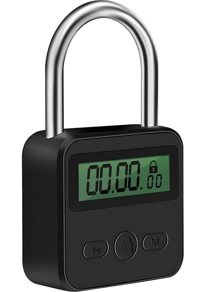 Metal Zamanlayıcı Kilidi LCD Ekran Çok Fonksiyonlu Zaman 99 Saat Maksimum Zamanlama USB Şarj Edilebilir Zamanlayıcı Asma Kilit, Siyah (Yurt Dışından)