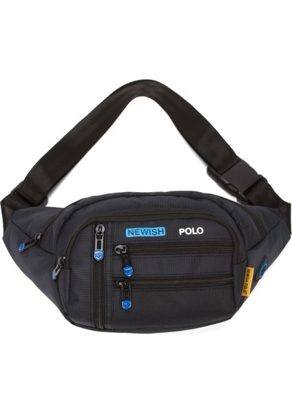 Erkek Siyah USB Kulaklık Çıkışlı Crossbody Çapraz Göğüs Omuz ve Bel Çantası NEW328