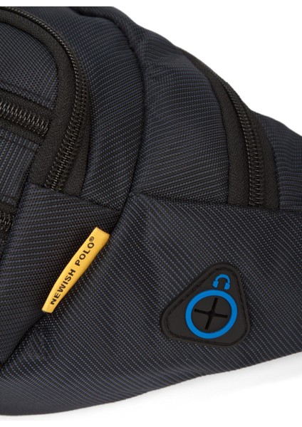 Erkek Siyah USB Kulaklık Çıkışlı Crossbody Çapraz Göğüs Omuz ve Bel Çantası NEW328