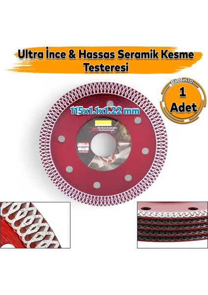 115 mm Ultra Ince Hassas Elmas Seramik Mermer Porselen Fayans Granit Sulu Kuru Kesim Kesme Disk