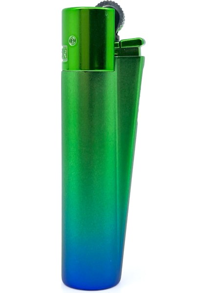 Clipper Özel Kutusunda Metal Çakmak - Yeşil/mavi Spektrum Mat