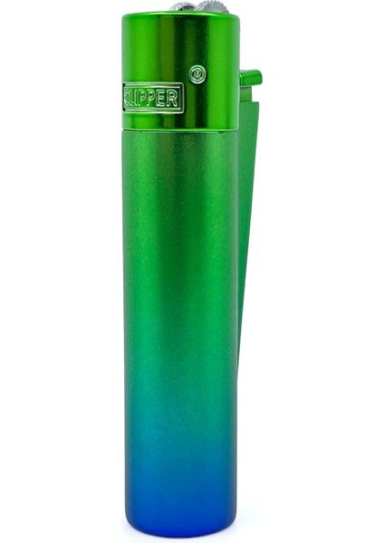 Clipper Özel Kutusunda Metal Çakmak - Yeşil/mavi Spektrum Mat
