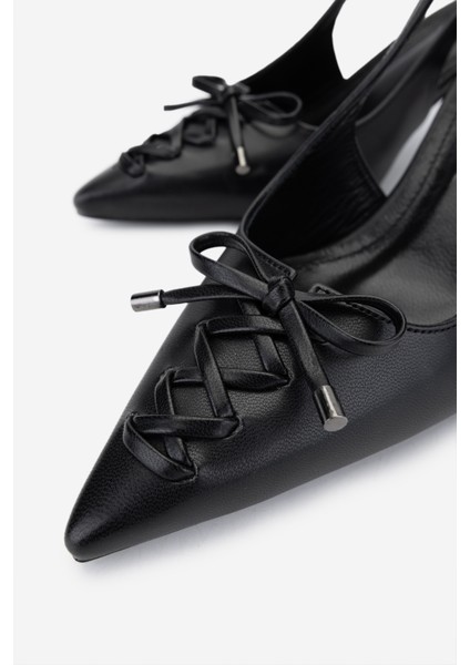 Kadın Vegan Siyah Topuklu Ayakkabı 932 2300 Bn Ayk Y25 Sıyah Cılt modelleri