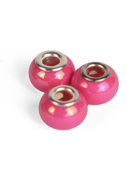 Pembe Boncuklu Charm 12 mm 3 Adet