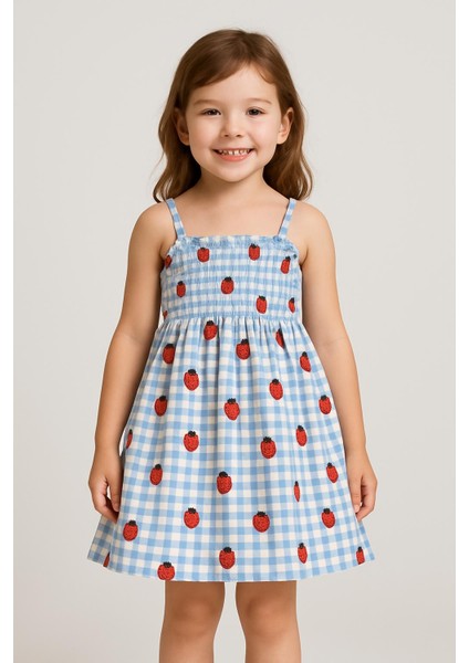 Kız Çocuk Çilekli Elbise
