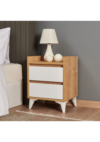 Verona 2 Çekmeceli Komodin - Safir Meşe / Beyaz fiyatları