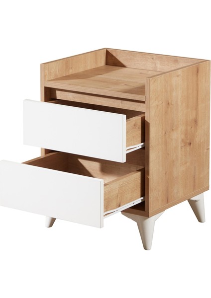 Verona 2 Çekmeceli Komodin - Safir Meşe / Beyaz fırsatları