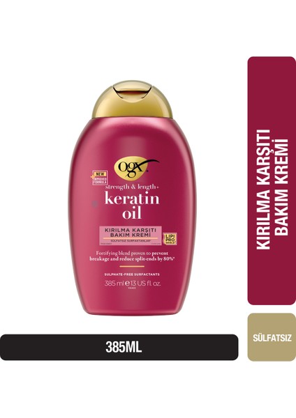 Kırılma Karşıtı Keratin Oil Sülfatsız Krem 385ml