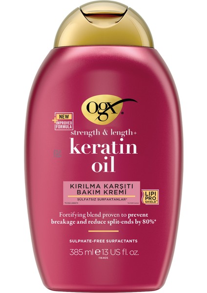 Kırılma Karşıtı Keratin Oil Sülfatsız Krem 385ml