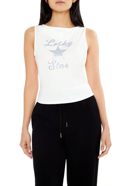Rhinestone Taşlı Lucky Star Tişört