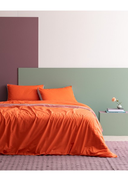 Allure King Size %100 Pamuk Nevresim Takımı - Turuncu