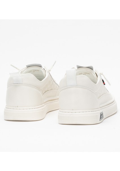 Erkek Rahat Taban Lastik Bağcıklı Sneaker Gerçek Deri Mc 19039 Beyaz