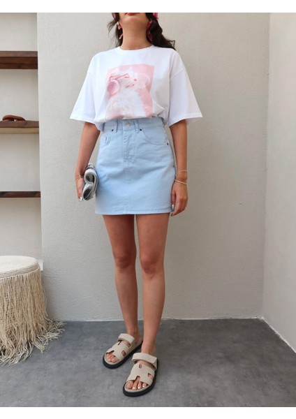 Bebe Mavi Mini Denim Etek