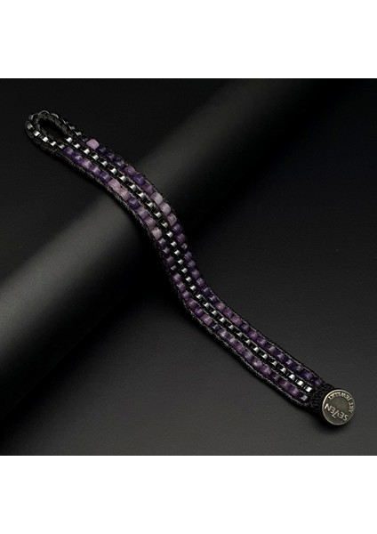 Doğal Taş Bileklik, Ametist ve Hematit Tarz Bileklik, Mor Bileklik, Hediye Bileklik fiyatları