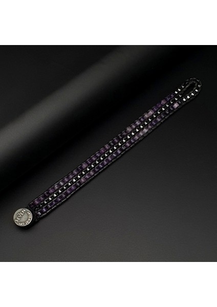 Doğal Taş Bileklik, Ametist ve Hematit Tarz Bileklik, Mor Bileklik, Hediye Bileklik modelleri