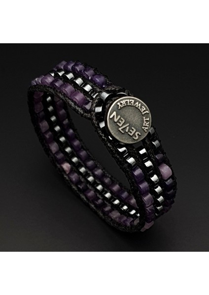 Doğal Taş Bileklik, Ametist ve Hematit Tarz Bileklik, Mor Bileklik, Hediye Bileklik fırsatları