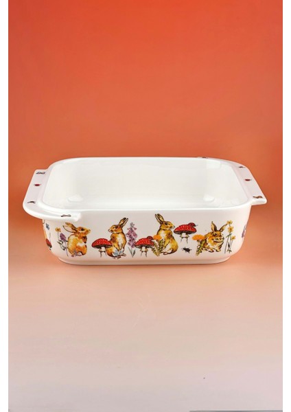 Tavşan Kare Porselen Fırın Kabı
