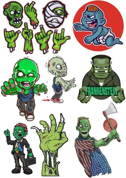 Zombi Sticker Set-4 15 Parça Telefon, Tablet, Defter, Laptop Sticker