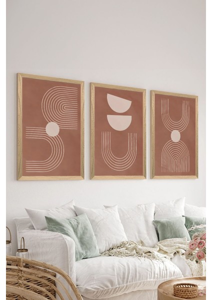 3 Parça Ahşap Çerçeve Görünümlü Mdf Poster Tablo Seti - Set 40