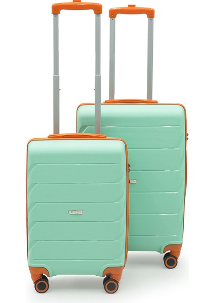 Copella Polipropilen & Kırılmaz 2'li Valiz Seti Orta & Kabin - Su Yeşili